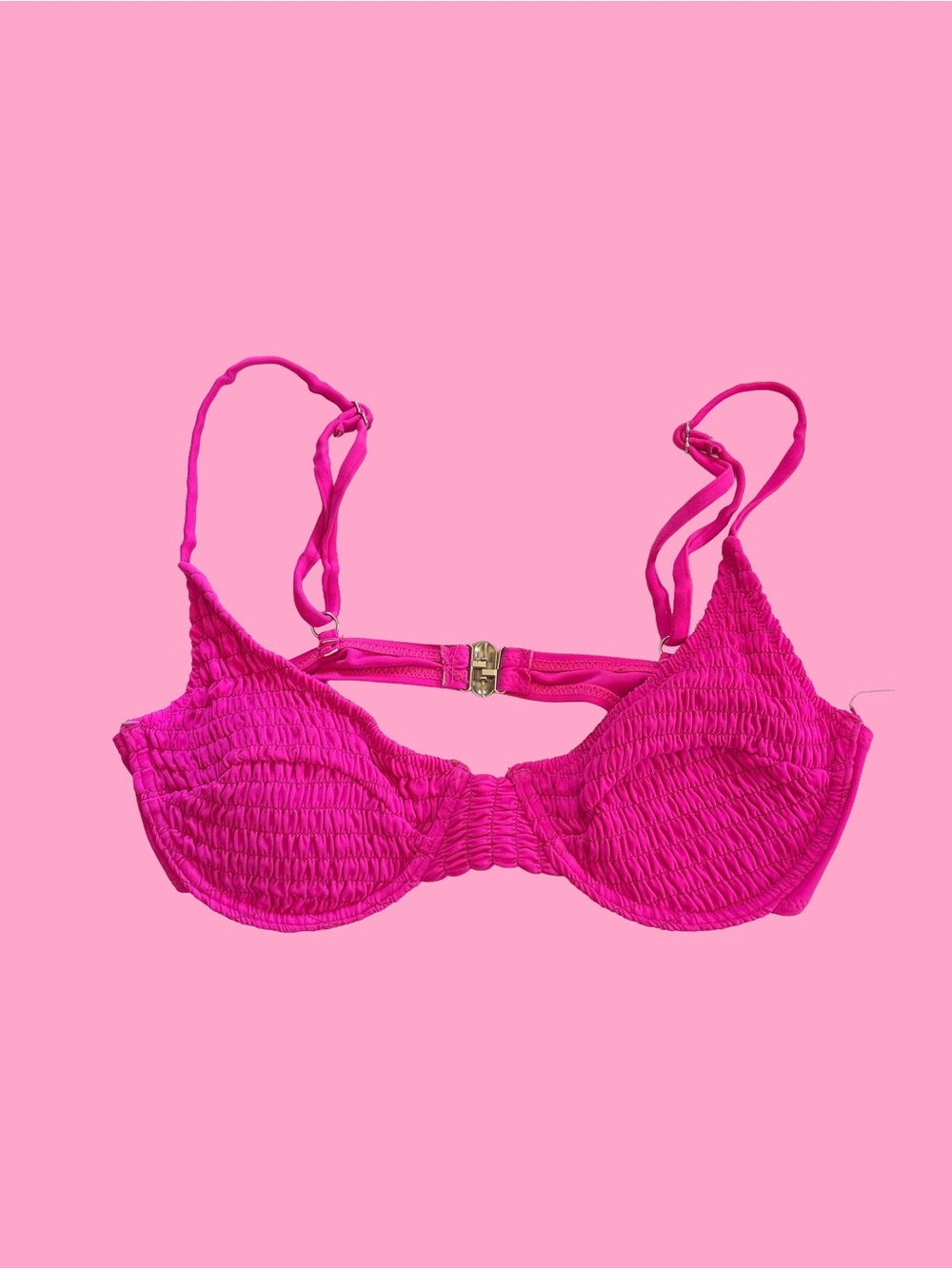 Y2K Hot Pink Smocked Underwire Bikini Top